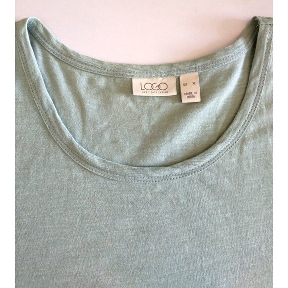 LOGO by Lori Goldstein Tunic Relaxed Long Sleeve Pullover Cotton Pleated Hem- XL - Picture 2 of 7